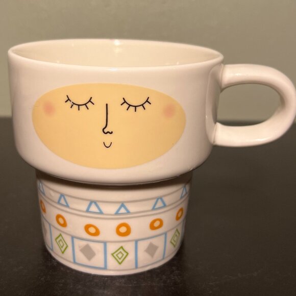 Whimsical Serene Face Ceramic coffee Tea Mug ~ Flower Pot ~ Vase - Picture 2 of 6